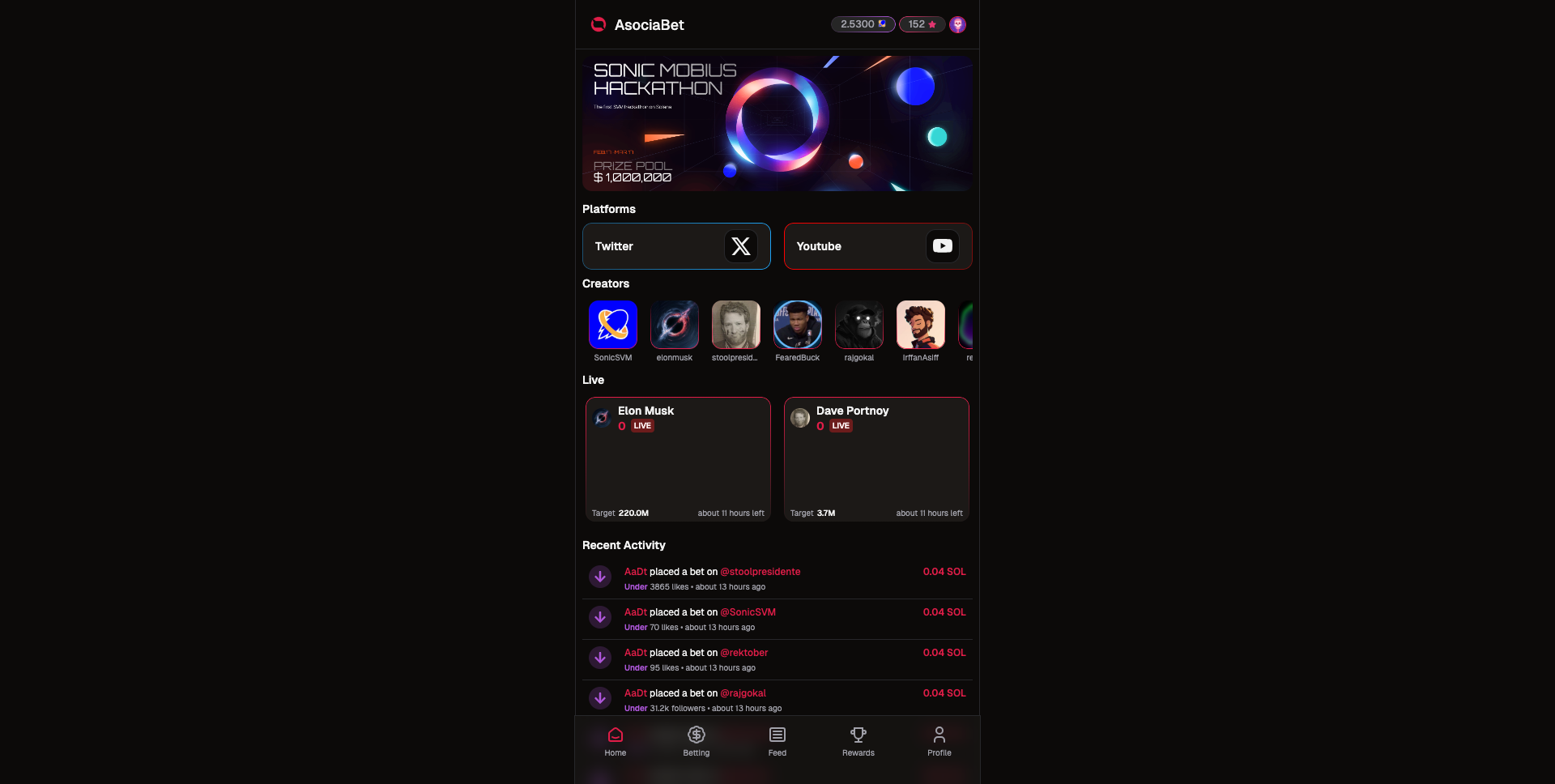 Asocia.Bet project screenshot