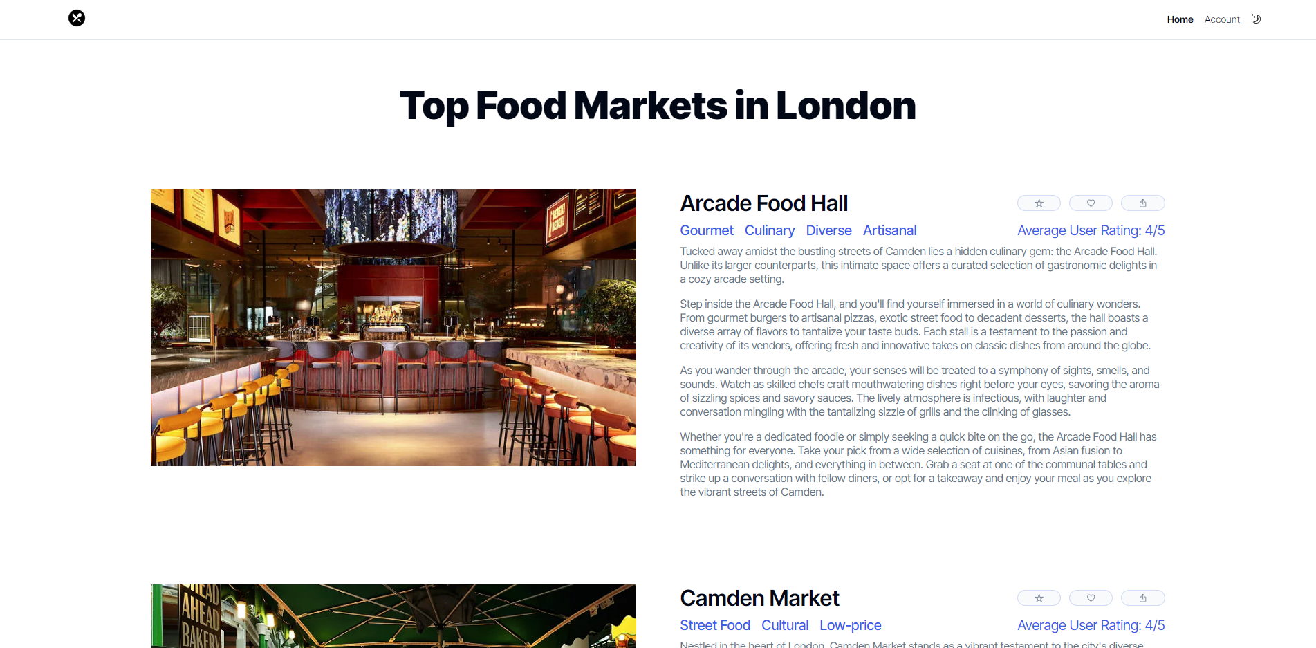 Top Food Markets in London project screenshots